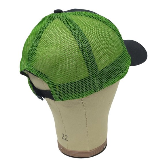 John Deere Mesh Patch Logo Strapback Cap Trucker Baseball Hat Black Green - Picture 11 of 13